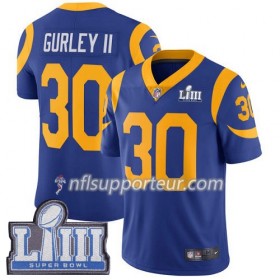Maillot Homme Los Angeles Rams Todd Gurley II 30 Nike Royal 2019 Super Bowl LIII